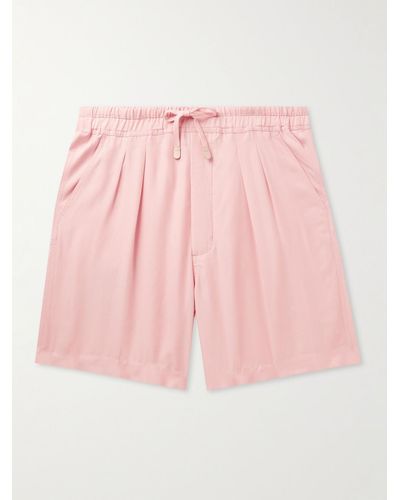 Tom Ford Straight-leg Pleated Lyocell Drawstring Shorts - Pink