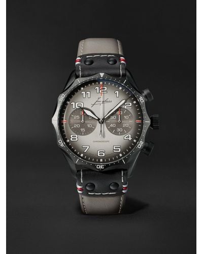 Junghans Meister Pilot Chronoscope Desert Stainless Steel And Leather Watch - Black