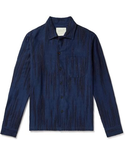 Kardo Gianni Cotton-jacquard Shirt - Blue