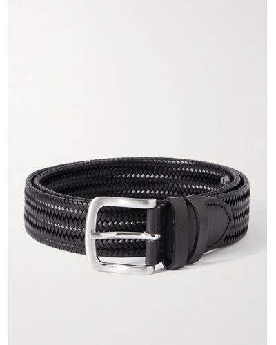 MR P. 3.5cm Woven Leather Belt - Black