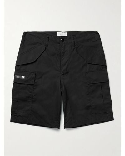 WTAPS Straight-leg Logo-appliquéd Cotton-blend Cargo Shorts - Black