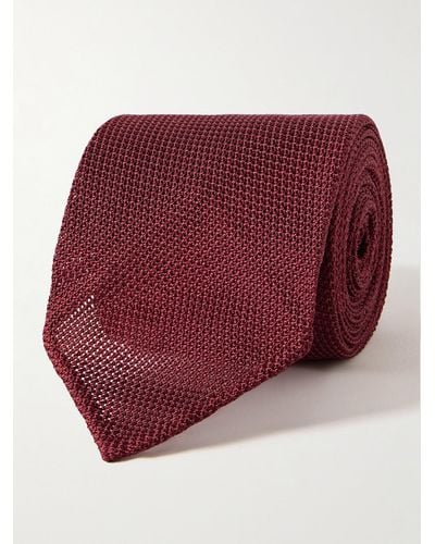 Drake's 8cm Silk-grenadine Tie - Red