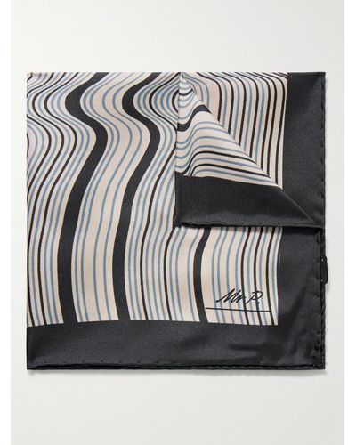 MR P. Striped Silk-twill Pocket Square - Grey