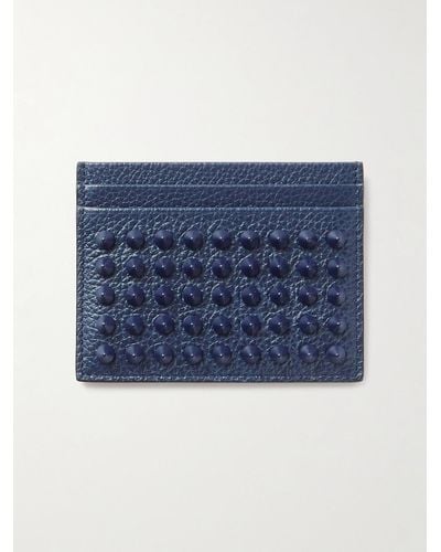 Christian Louboutin Studded Full-grain Leather Cardholder - Blue