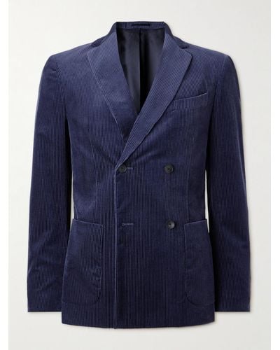MR P. Double Breasted Cotton And Cashmere-blend Corduroy Blazer - Blue