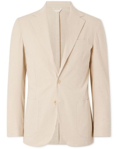De Petrillo Cotton-blend Seersucker Suit Jacket - Natural