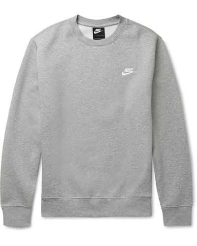 Nike Logo-embroidered Cotton-blend Jersey Sweatshirt - Gray