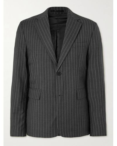 mfpen Pinstriped Wool Suit Jacket - Black