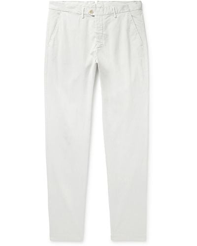 Hartford Tobby Slim-fit Straight-leg Stretch-cotton Pants - White