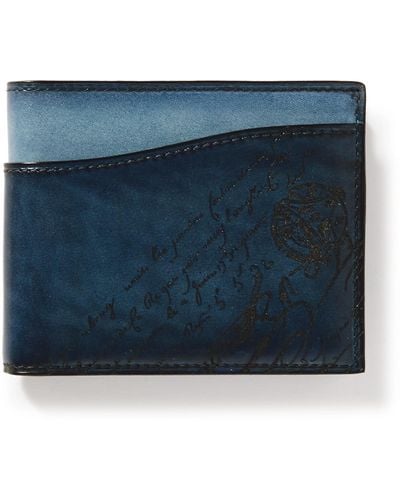 Berluti Makore Neo Scritto Venezia Leather Bifold Wallet - Blue