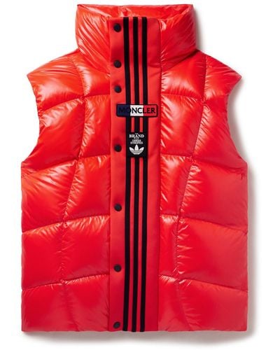 Moncler Genius Adidas Originals Bozon Tech Jersey-trimmed Quilted Glossed-shell Down Gilet - Red
