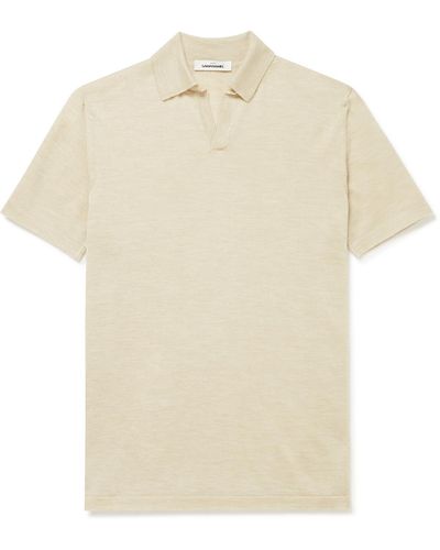 Saman Amel Knitted Cashmere And Silk-blend Polo Shirt - Natural