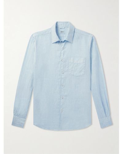 Aspesi Sedici Slim-fit Cutaway-collar Linen Shirt - Blue