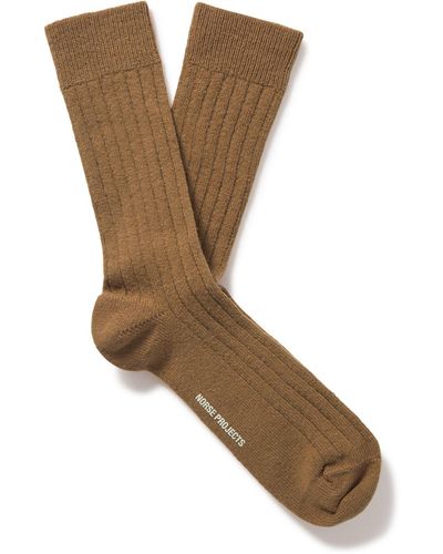 Norse Projects Ebbe Ribbed Cotton-blend Socks - Metallic