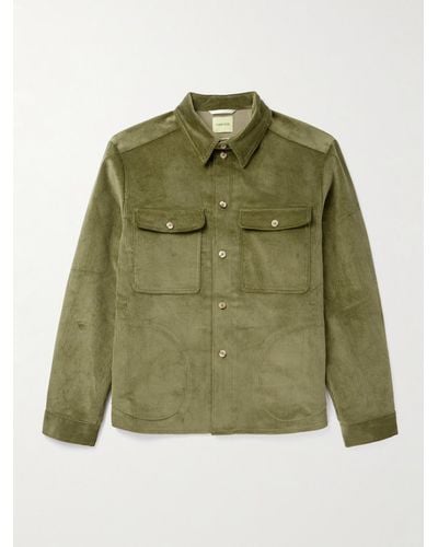 De Bonne Facture Hemdjacke aus Baumwollcord - Grün