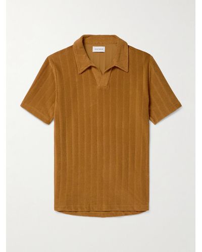 Oliver Spencer Austell Polohemd aus Frottee aus einer Baumwollmischung mit Streifen - Braun