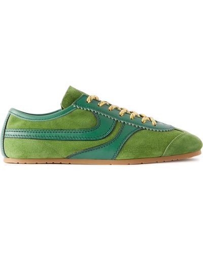 Dries Van Noten Leather-trimmed Suede Sneakers - Green