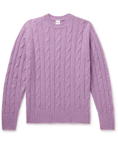 Aspesi Cable-knit Brushed-wool Sweater - Purple