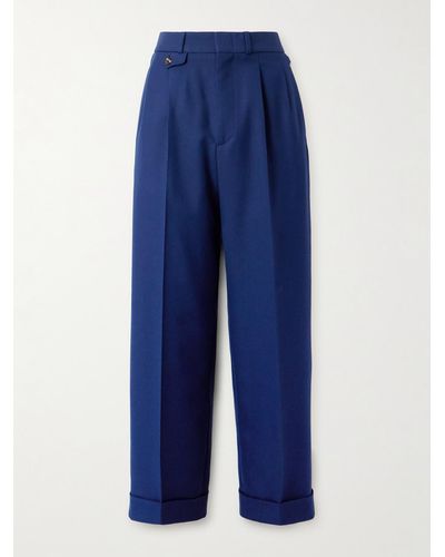 Gucci Straight-leg Pleated Twill Trousers - Blue