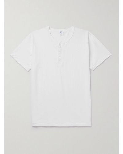 Velva Sheen Cotton-jersey Henley T-shirt - White