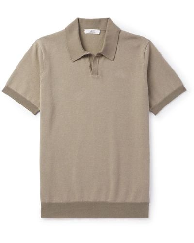 MR P. Honeycomb-knit Cotton Polo Shirt - Natural