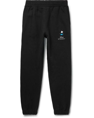 Givenchy Disney Oswald Tapered Embroidered Cotton-jersey Sweatpants - Black