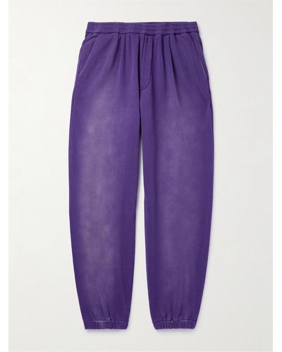 Barena Tapered Garment-dyed Cotton-jersey Sweatpants - Purple
