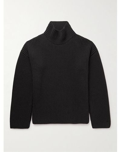 The Row Manlio Ribbed Cashmere Rollneck Jumper - Black