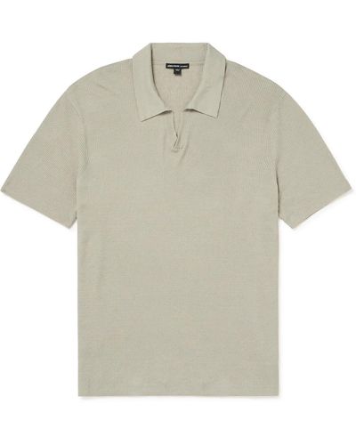 James Perse Ribbed Linen-blend Polo Shirt - White