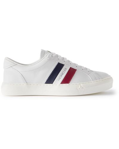 Moncler New Monaco Striped Low-top Leather Sneakers - White