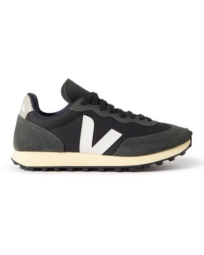 Veja Rio Branco Leather-trimmed Alveomesh And Suede Sneakers - Black