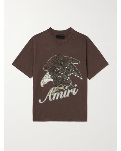 Amiri T-shirt in jersey di cotone con logo e glitter Eagle - Marrone