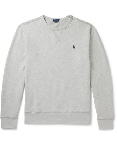 Polo Ralph Lauren Melangé Fleece-back Cotton-blend Jersey Sweatshirt - Gray