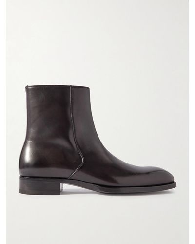 Tom Ford Elkan Burnished-leather Chelsea Boots - Black