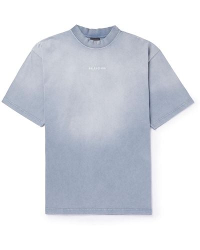 Balenciaga Logo-embroidered Cotton-jersey T-shirt - Blue