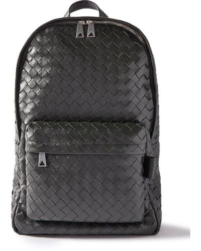Bottega Veneta Intrecciato Leather Backpack - Black