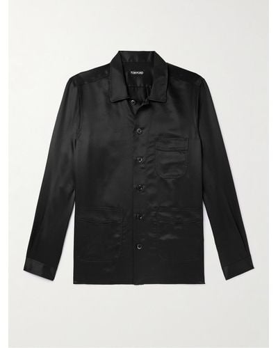 Tom Ford Camicia in twill di seta - Nero