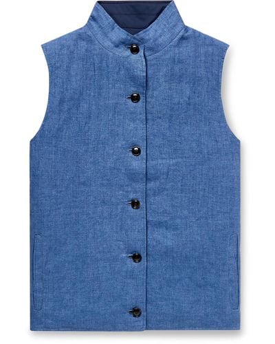 Peter Millar Journeyman Reversible Linen And Shell Vest - Blue