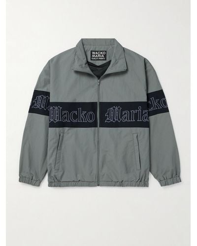 Wacko Maria Logo-embroidered Colour-block Nylon Track Jacket - Grey