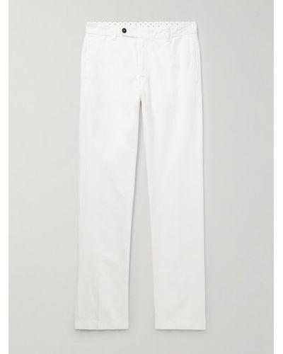 Massimo Alba Winch2 Slim-fit Cotton And Linen-blend Trousers - White