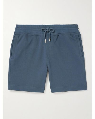MR P. Straight-leg Garment-dyed Cotton-jersey Drawstring Shorts - Blue