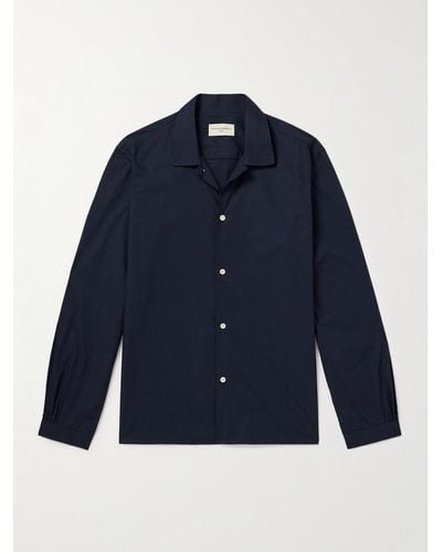 Officine Generale Eloan Garment-dyed Organic Cotton-poplin Shirt - Blue