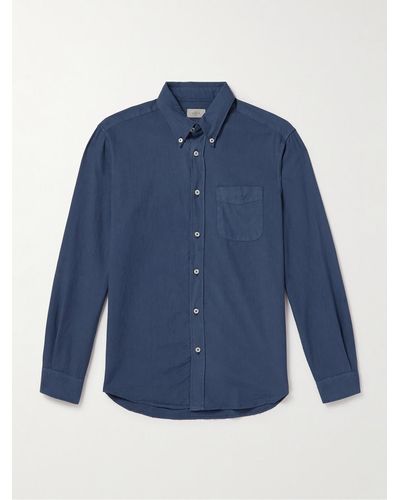 Altea Ivy Hemd aus Twill aus einer vorgewaschenen Lyocell-Baumwollmischung mit Button-Down-Kragen - Blau