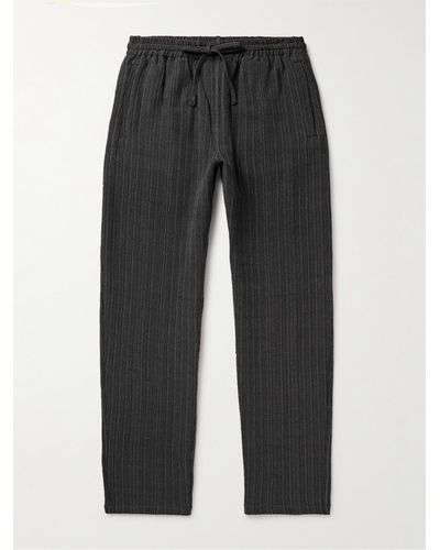 Kardo Roy Slim-fit Straight-leg Cotton Drawstring Trousers - Black