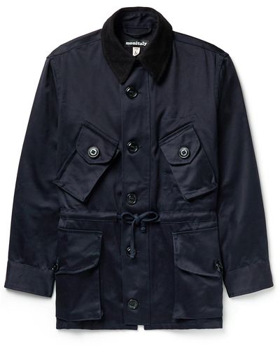 Monitaly Throwing Fits Type B Corduroy-trimmed Cotton-sateen Jacket - Blue