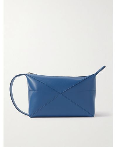 Loewe Puzzle Fold Leather Wash Bag - Blue