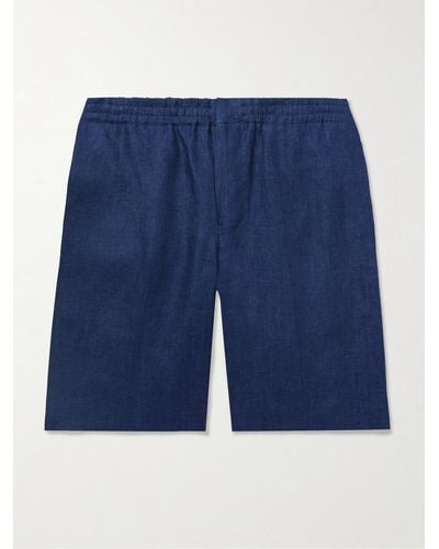 Zegna Straight-leg Oasi Linen Shorts - Blue