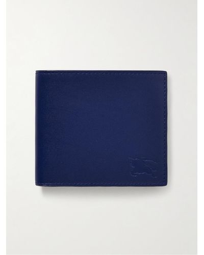 Burberry Aufklappbares Portemonnaie aus Leder mit Logoprägung - Blau