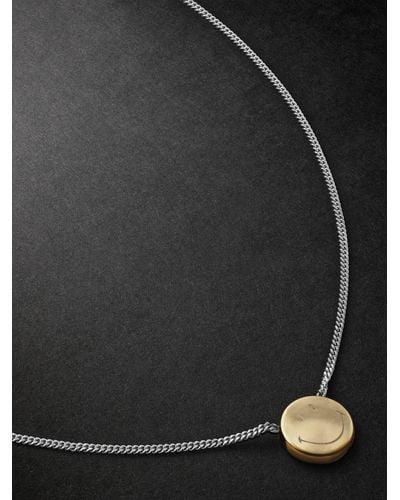 Eera Smile Gold And Silver Pendant Necklace - Black