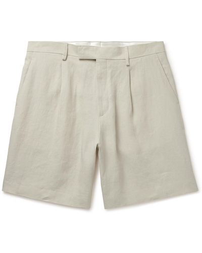 Lardini Straight-leg Pleated Linen Shorts - White